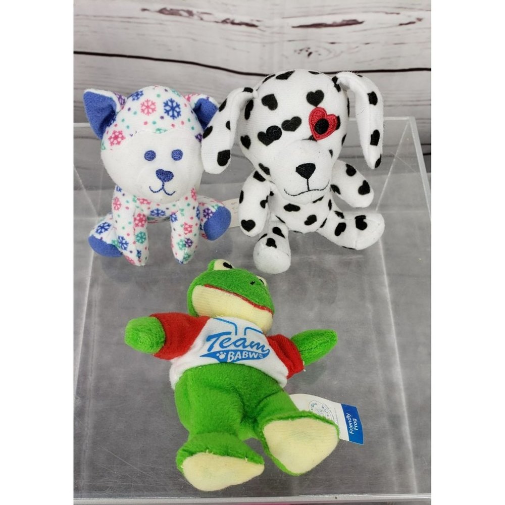 Mcdonalds build a‎ bear tiny plush stuffed animal lot of 3 frog dog husky